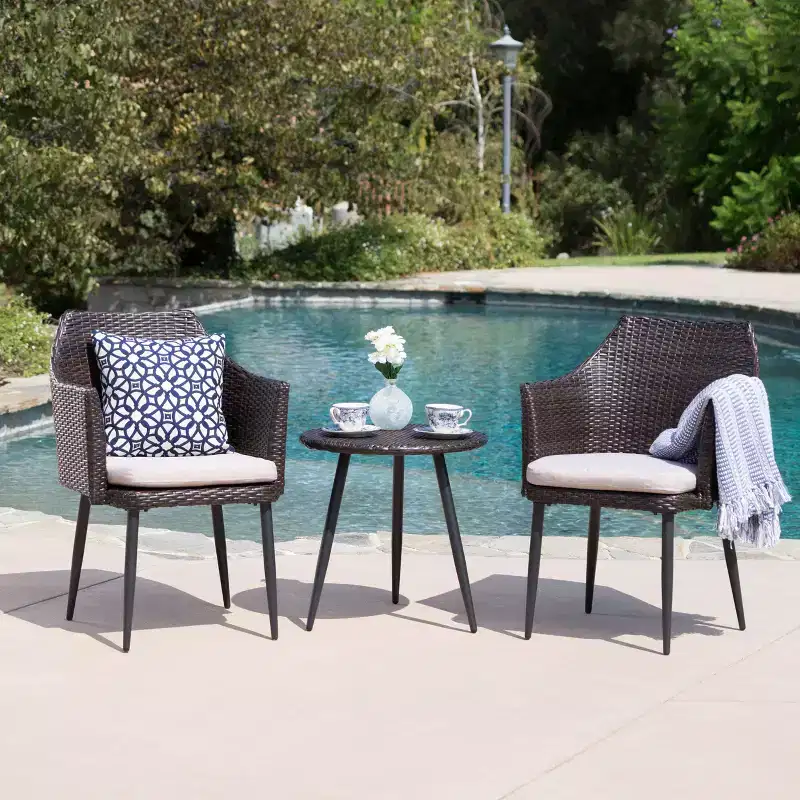 Christopher Knight Home Iona Outdoor Wicker 3 Piece Chat Set with Cushions