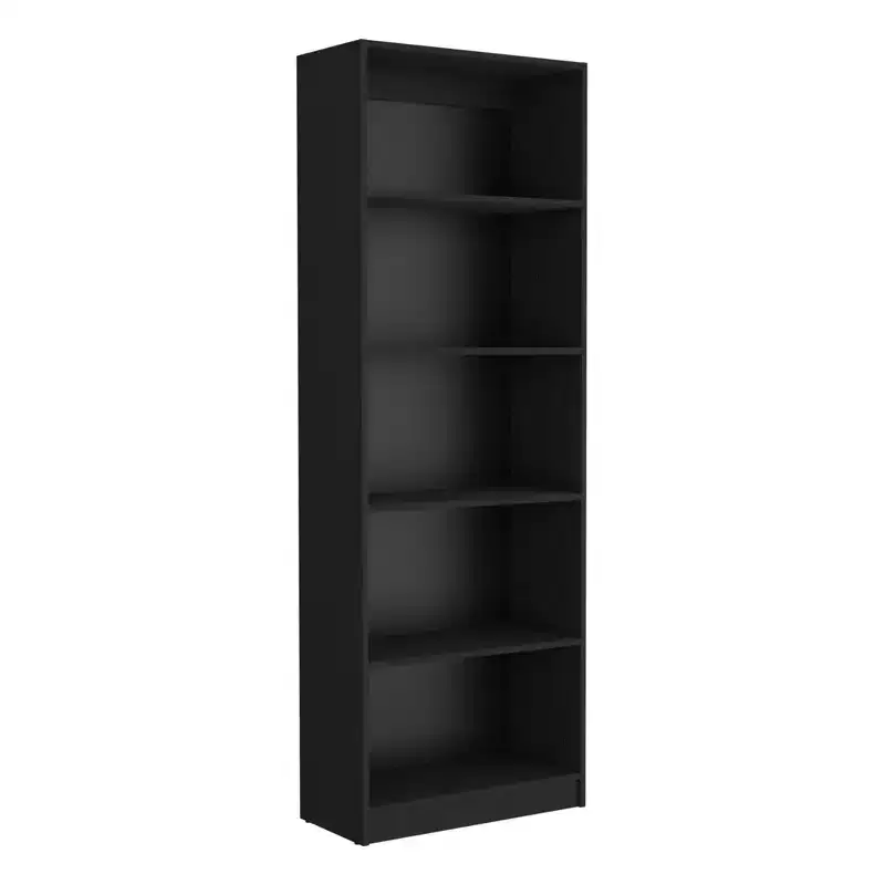 HomeRoots 71 Black Wood Five Tier Bookcase
