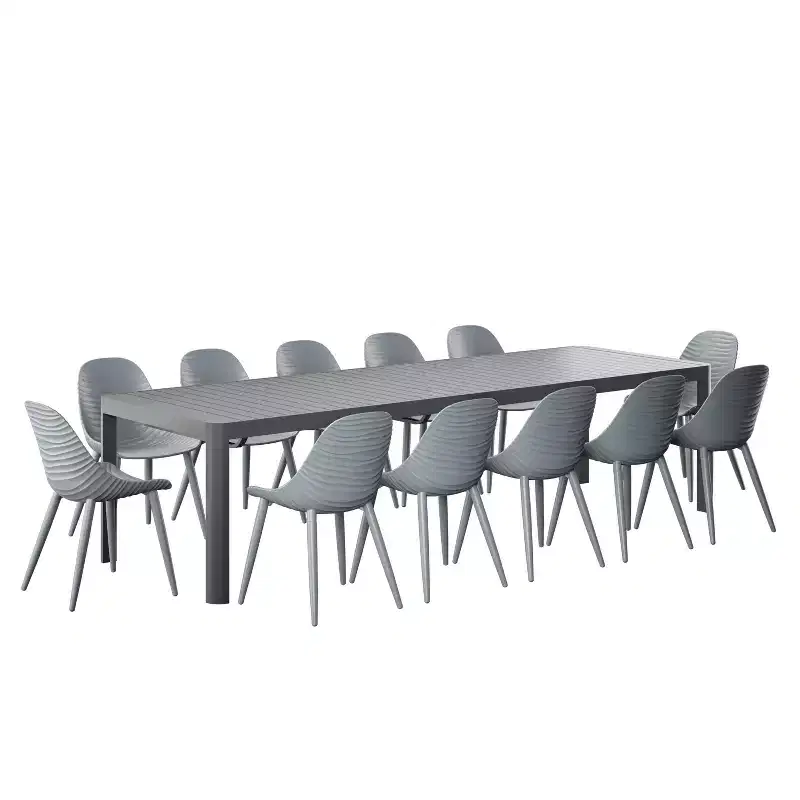 Amazonia Copa 13pc Aluminum Rectangular Extendable Patio Dining Set Gray