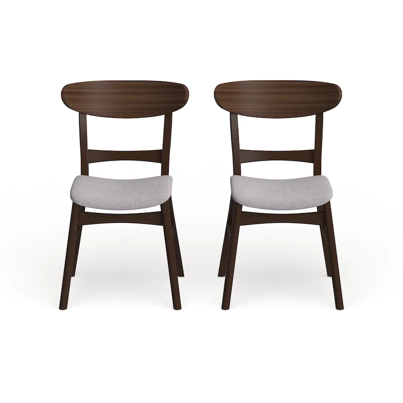 Mid-Century Modern Upholstered Rubberwood Dining Chair (Set of 2)