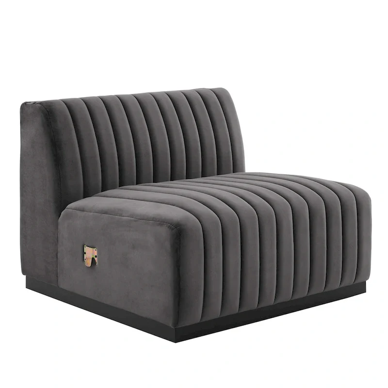 Channel Tufted Velvet Upholstered Sofa