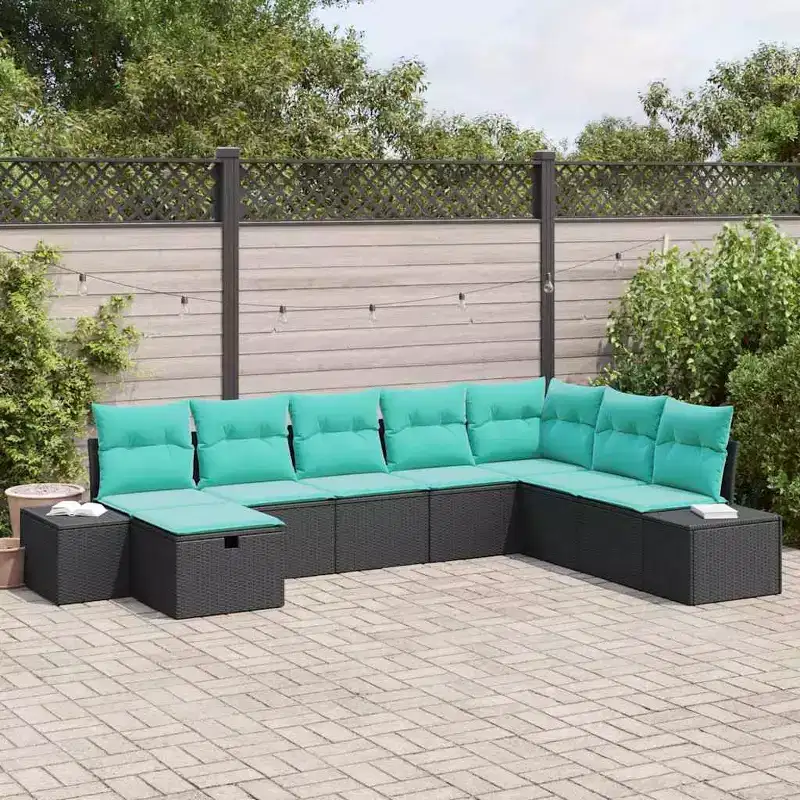 vidaXL Garden Sofa Set with Cushion 9 pcs Brown Poly rattan