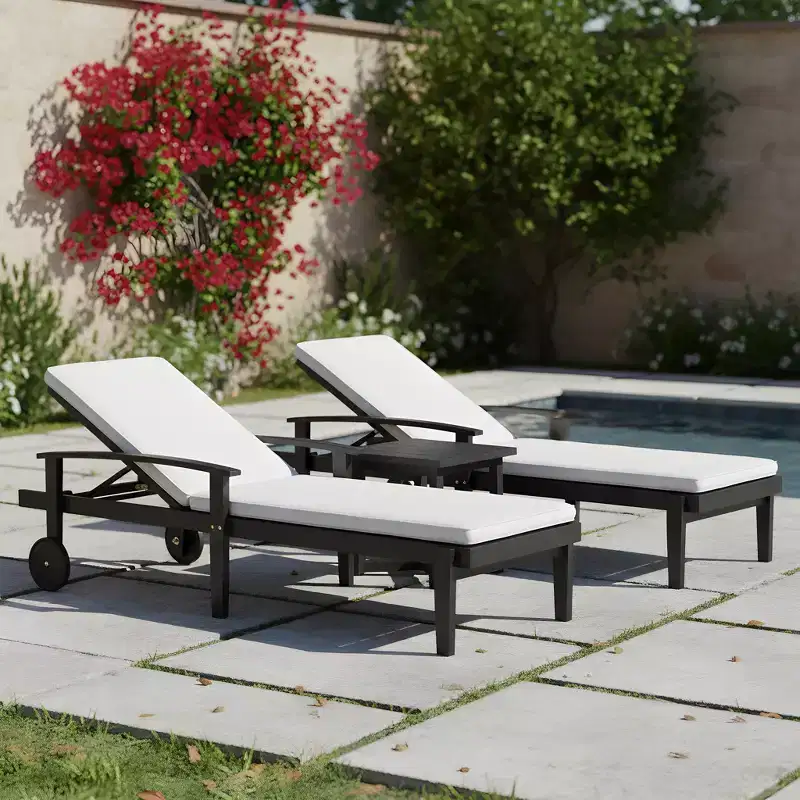 Christopher Knight Home Isha Modern Patio Acacia Wood Seating Sunlounges with Slatted Side Table