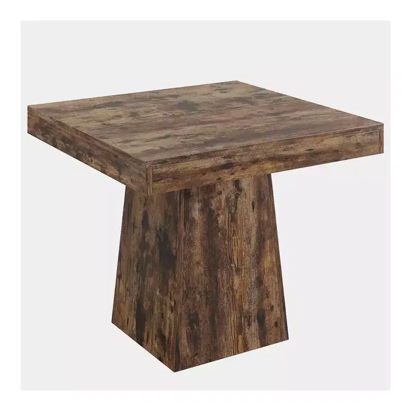 MAYEERTY 31.5 Grey Farmhouse Square Dining Table, 4-Person Sturdy Pedestal Kitchen Table