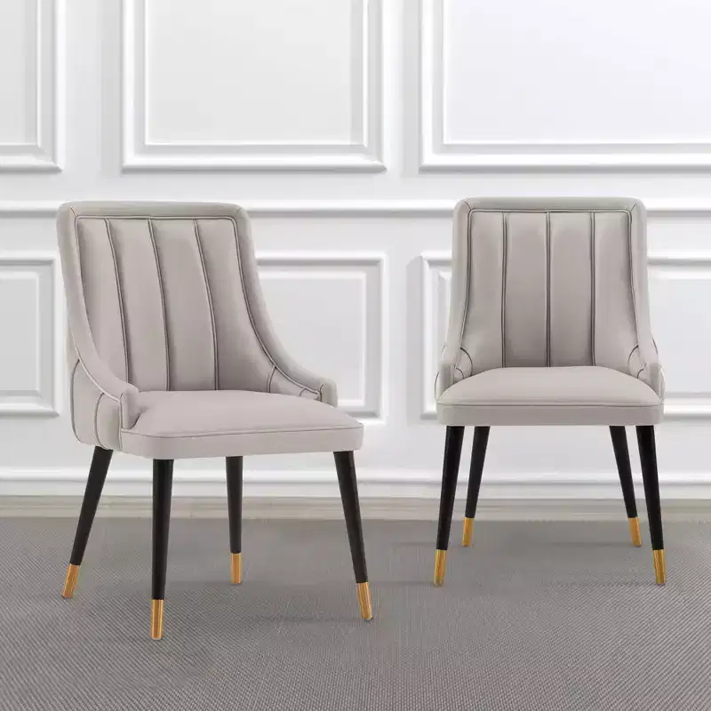 Set of 2 Eda Modern Velvet and Leatherette Upholstered Dining Chairs Gray - Manhattan Comfort