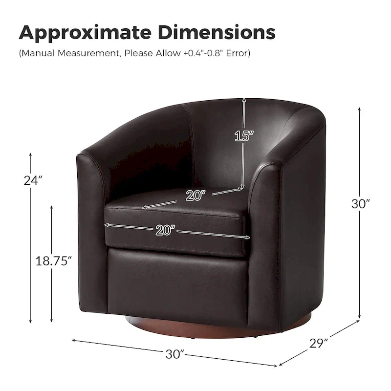 Haley Modern Swivel Barrel Faux Leather Chair with Solid Wood Base Set of 2