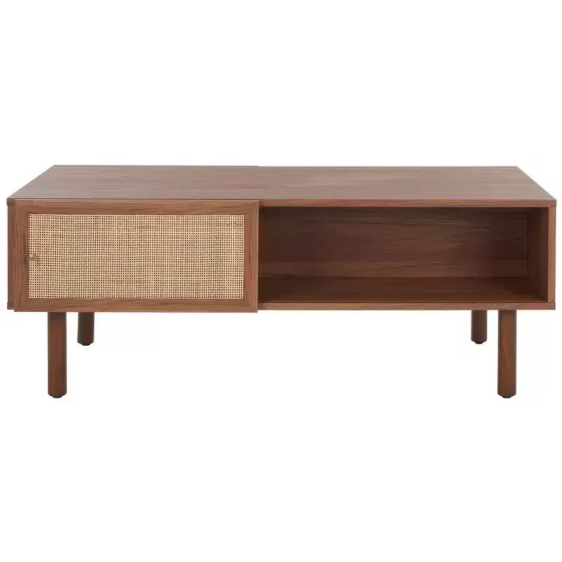 Silvanna 2 Door Coffee Table - Walnut/Natural - Safavieh