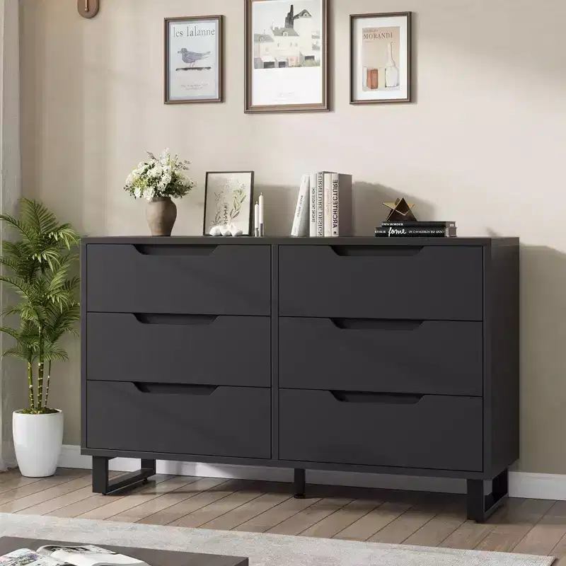 GustoWave 6 Dresser for Bedroom, 47.2 Wide Dresser, Freestanding Vertical Drawer Cabinet with Storage, Wooden Closet Storage Chest for Living Room