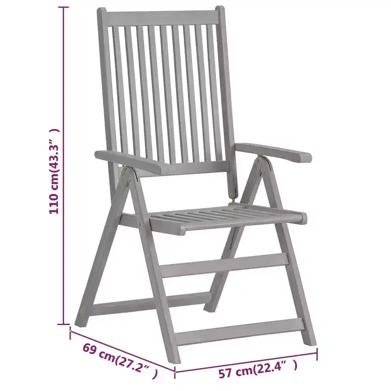 vidaXL Garden Chair Set of 6 Solid Acacia Wood Standard Foldable