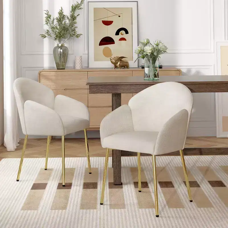 GDFStudio Catherine Upholstered Iron Frame Round Back Dining Chair