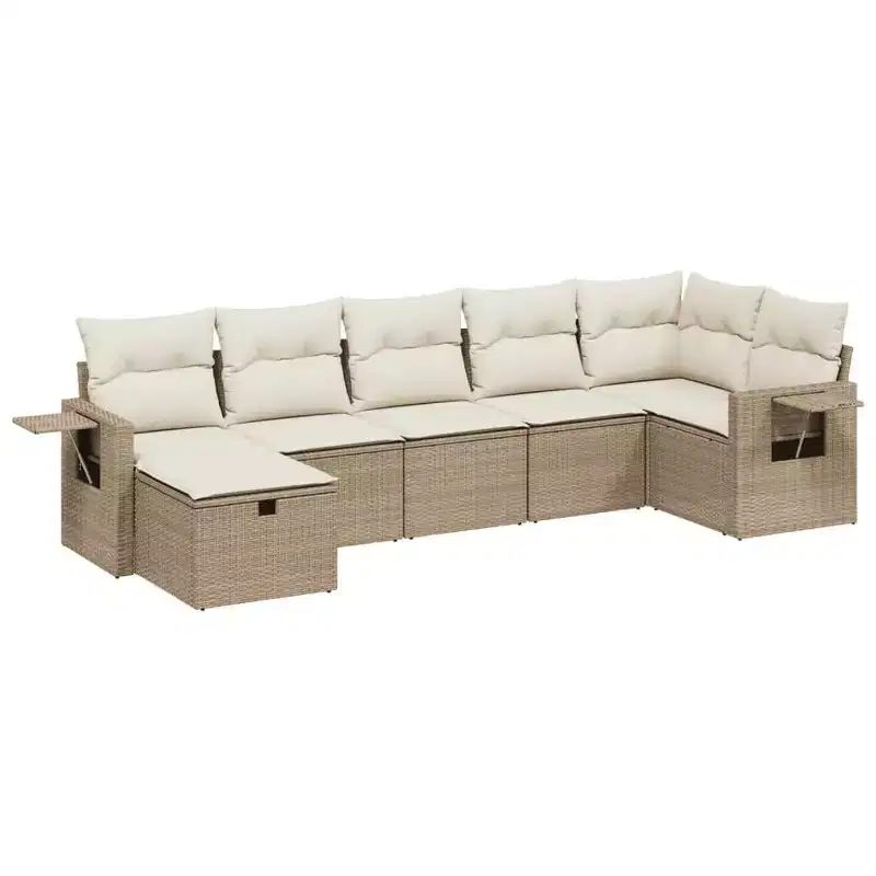vidaXL Patio Sofa Set with Cushions in Poly Rattan