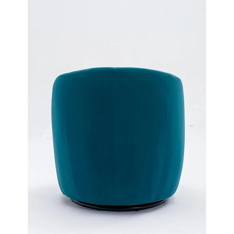 Velvet Fabric Swivel Barrel Chair with Black Powder Coating Metal Ring