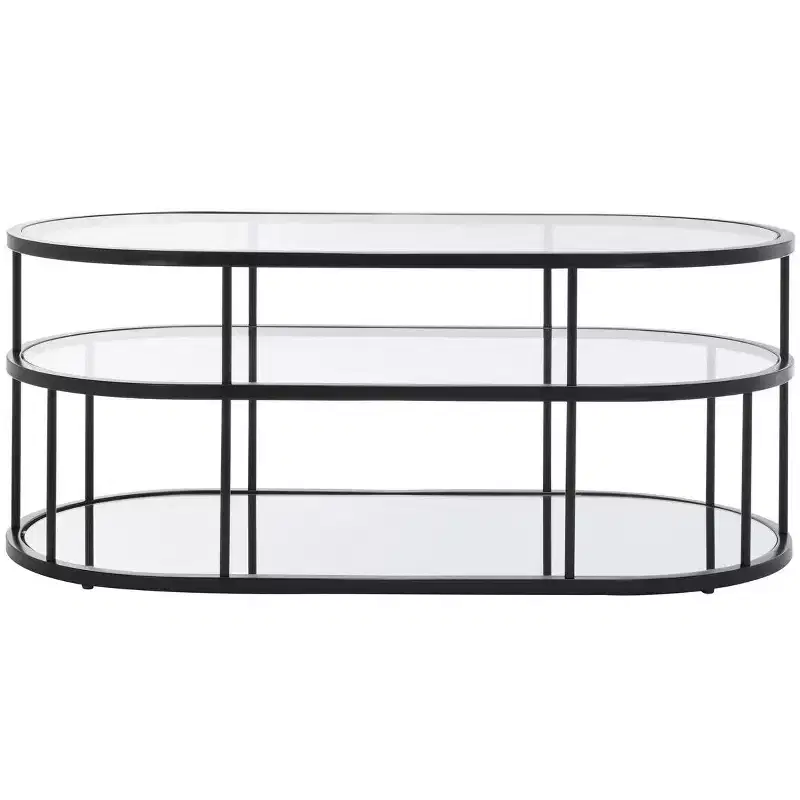 Layta 3 Shelf Coffee Table - Black/Clear - Safavieh