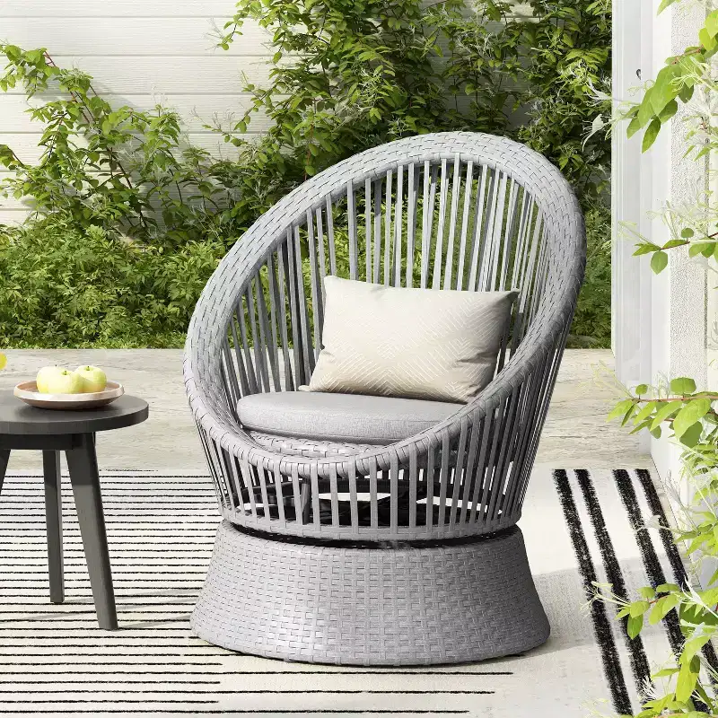 TUYOHW 360 Swivel Egg Chairs,1/2-Piece PE Rattan Patio Accent Chairs,Sleek & Modern 27.6 Lounge Chair for Poolside & Backyard,Outdoor Seating