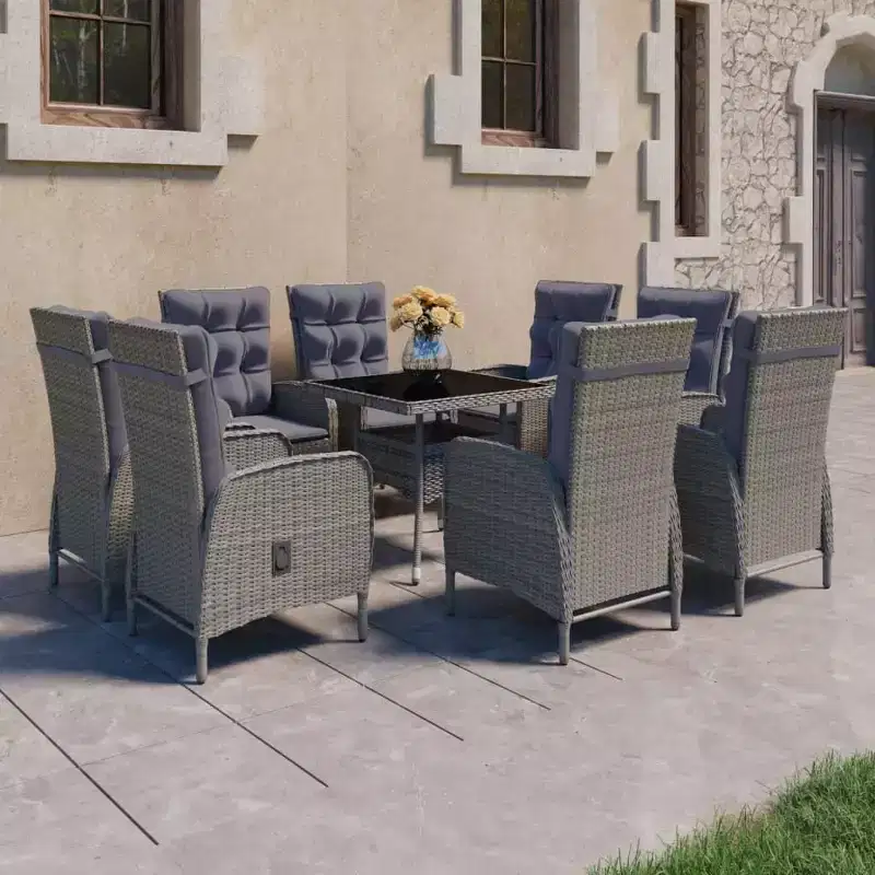 vidaXL Garden Dining Set Grey