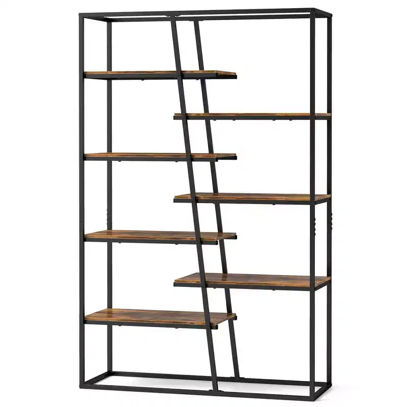 Costway 71 Tall Bookshelf with Heavy-duty Metal Frame 7-Tier Industrial Etagere Bookcase