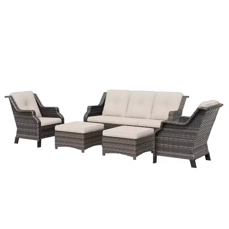 UPTIOT 5-Pieces Outdoor Patio Conversation Sectional Seating Set