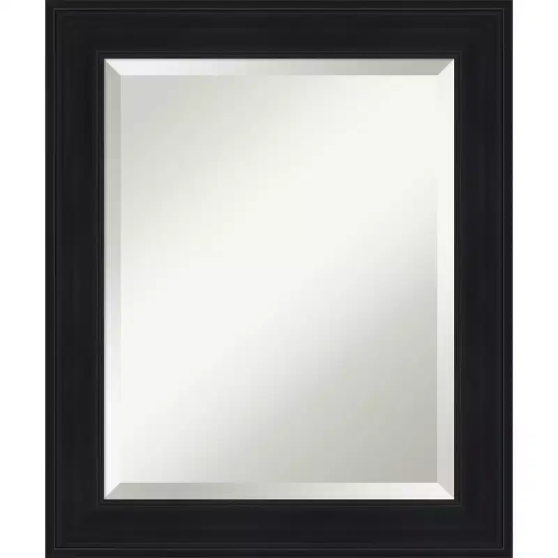 Amanti Art Abbey Black Beveled Framed Bathroom Vanity Wall Mirror
