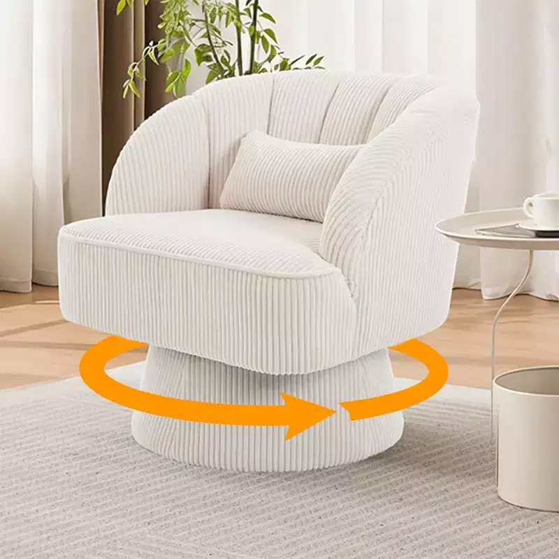 Ultra-Plush 360 Swivel Accent Chair, Cloud-Like Barrel Lounge Chair with Corduroy Upholstery for Living Room and Bedroom
