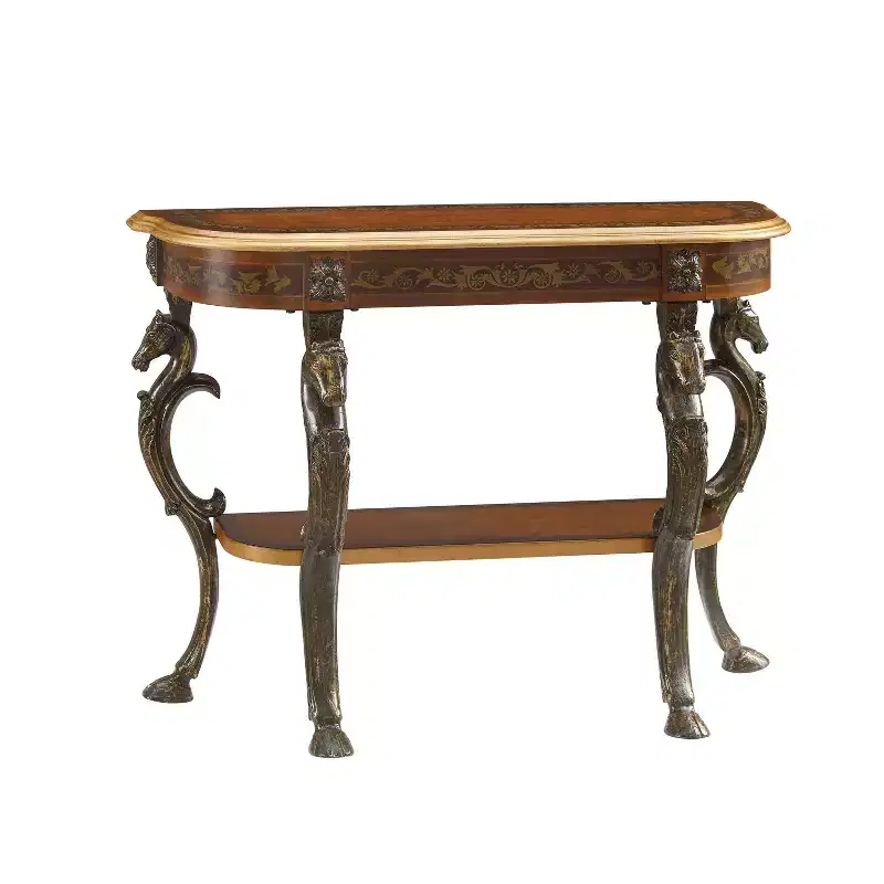 Oval Console Table - Stained Poplar and MDF, Brown