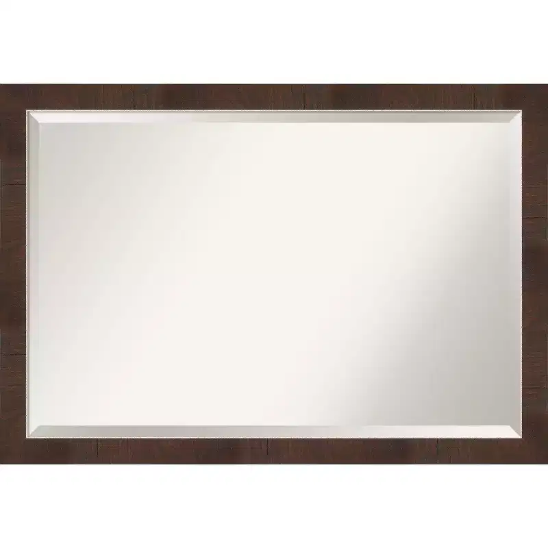 39x27 Wildwood Narrow Framed Wall Mirror Brown - Amanti Art: Beveled, Rectangular, Polystyrene Frame