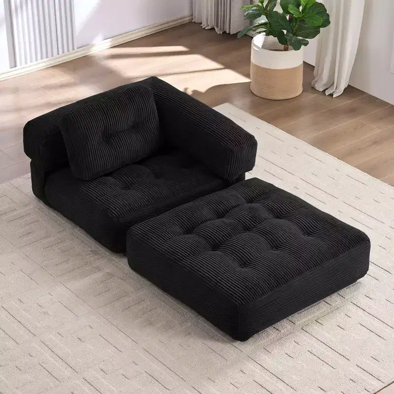 Mjkone Folding Sofa Bed, L-Shaped Convertible Sofa Bed with Armrest Foldable Sleeper Sofa