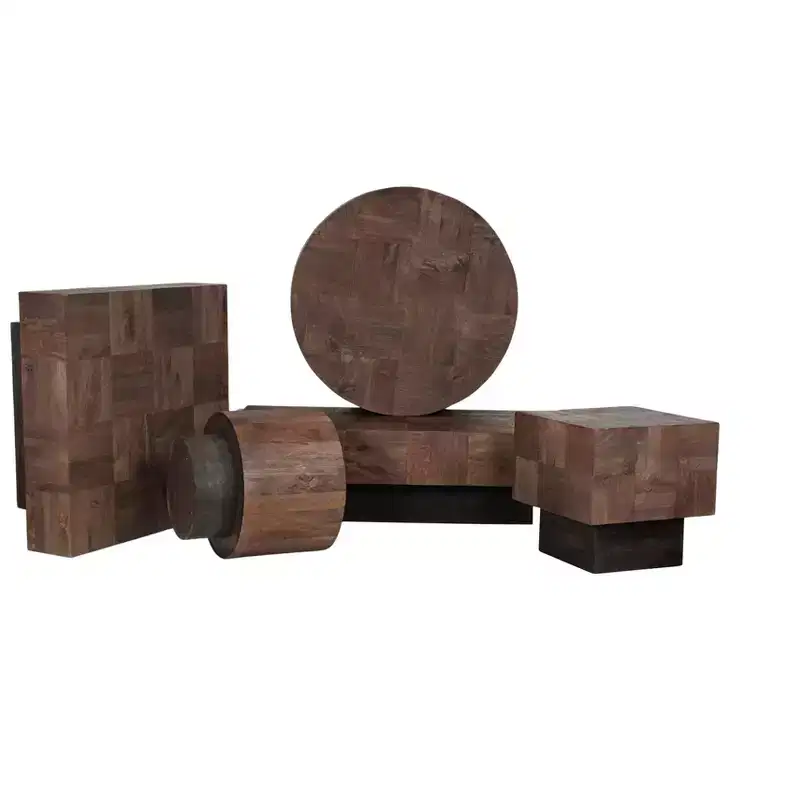 HomeRoots 22 Gray Distressed Solid Wood Square Block End Table
