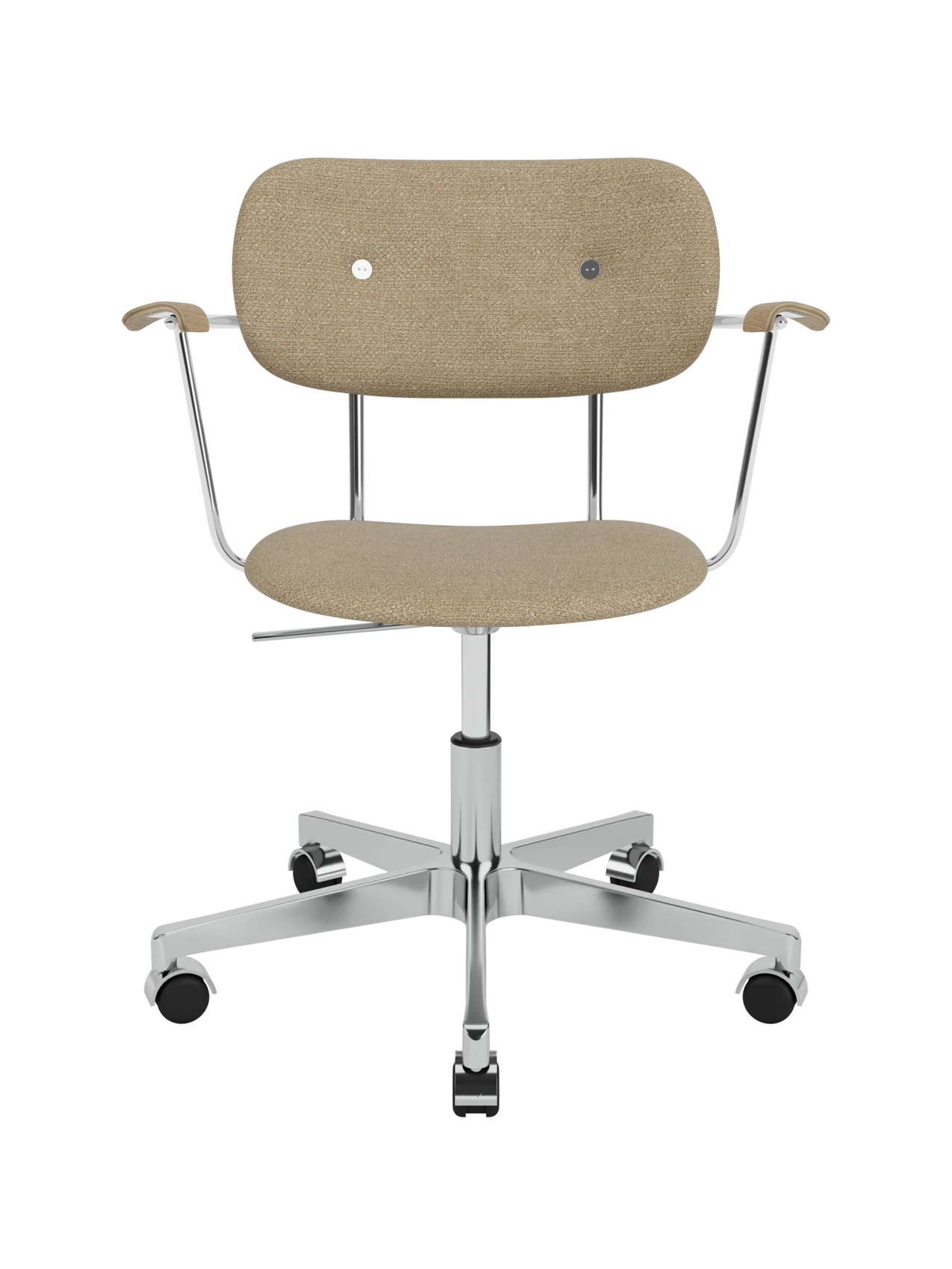 Fully Upholstered Task Chair with Armrests Polished Aluminium Base