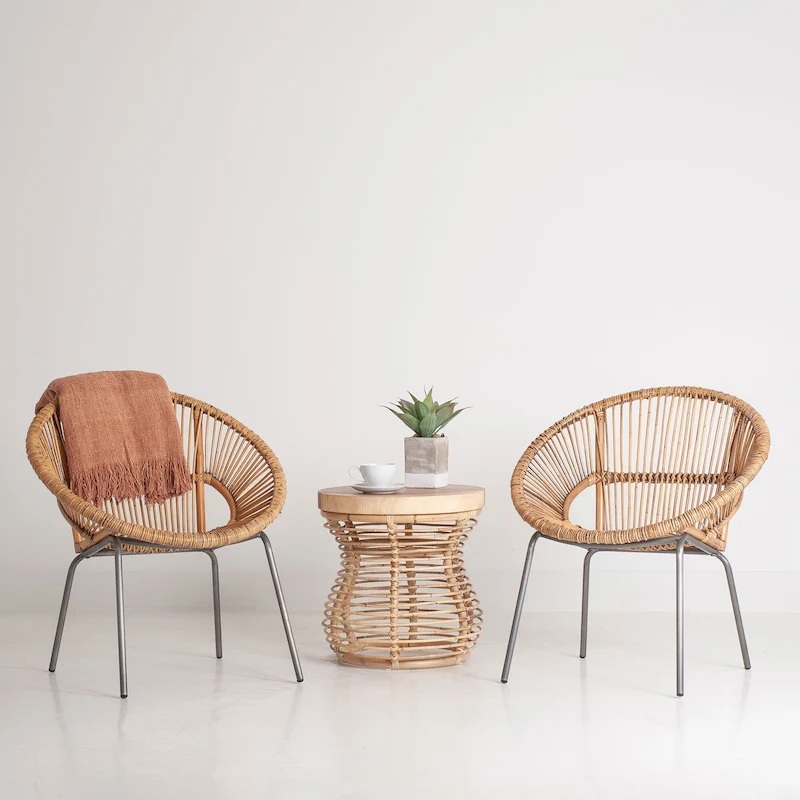 Natural Rattan Handwoven Papasan Accent Chair by East at Main