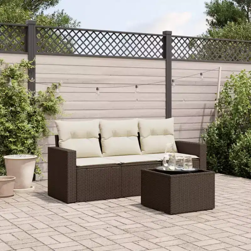 vidaXL Garden Sofa Set Black, Cream White