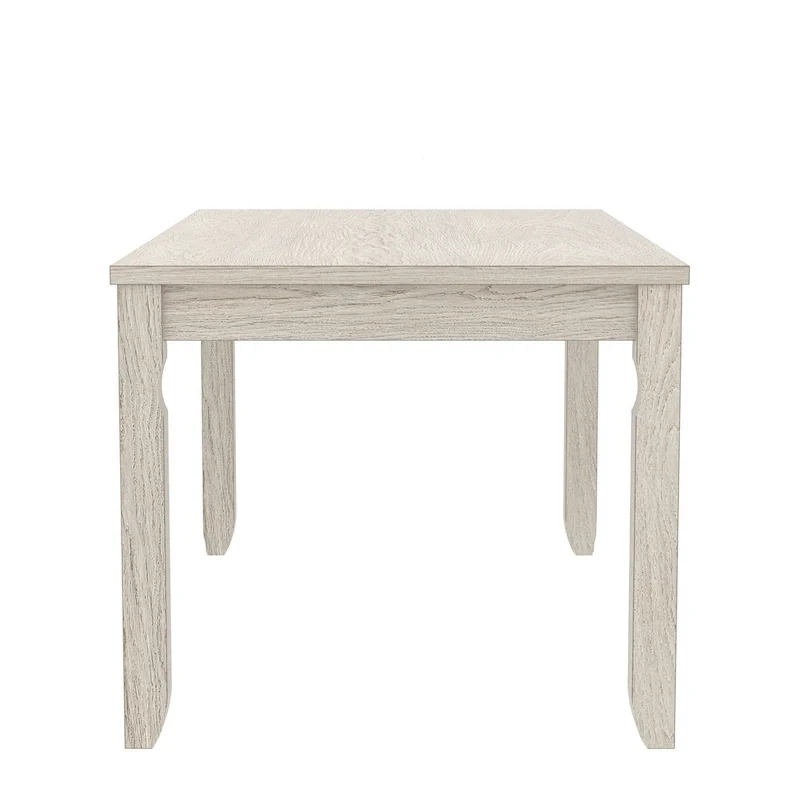 Grey Solid Wood Dining Table with Square Legs, Farmhouse Style