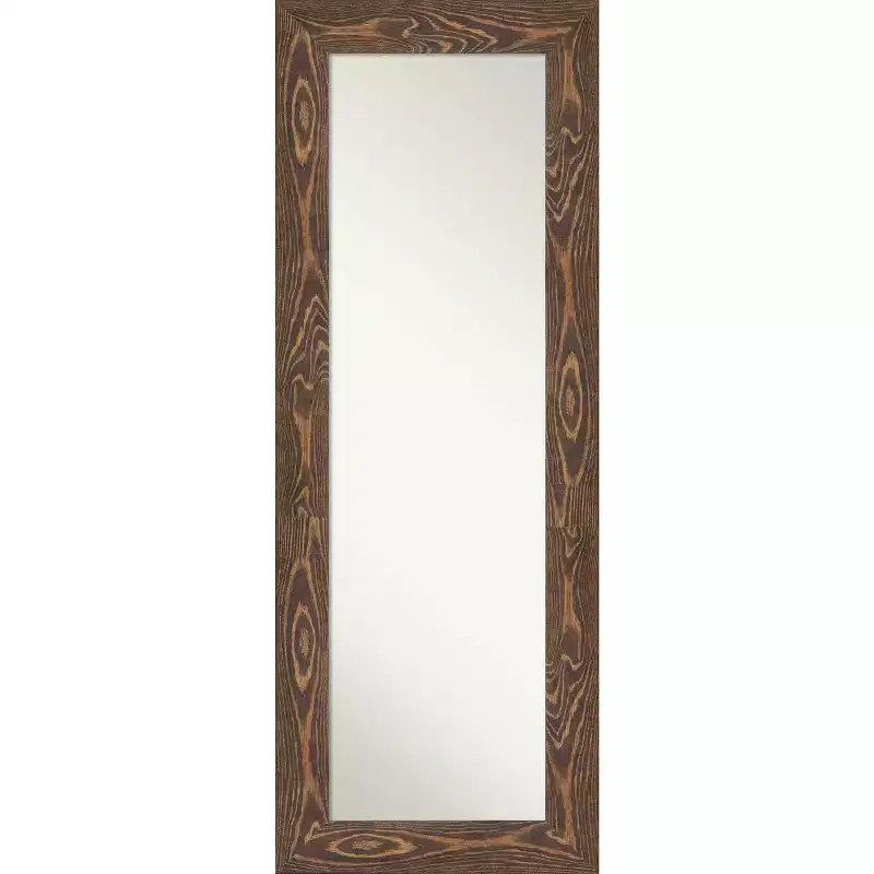 20" x 54" Non-Beveled Bridge Brown Wood on The Door Mirror - Amanti Art