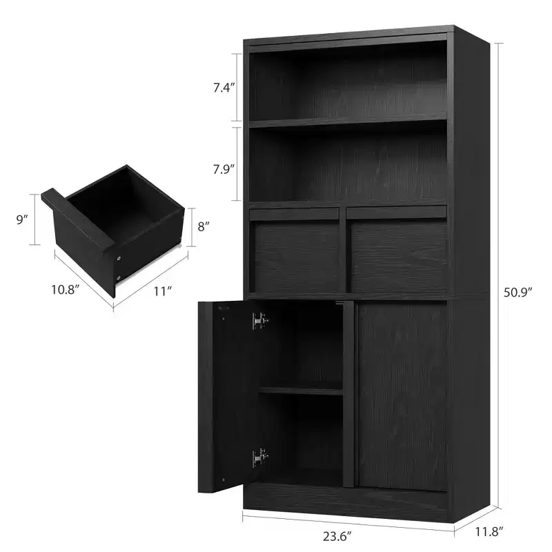 Tall Freestanding Bathroom Storage Cabinet with 2 Doors & 2 Drawers - 23.6