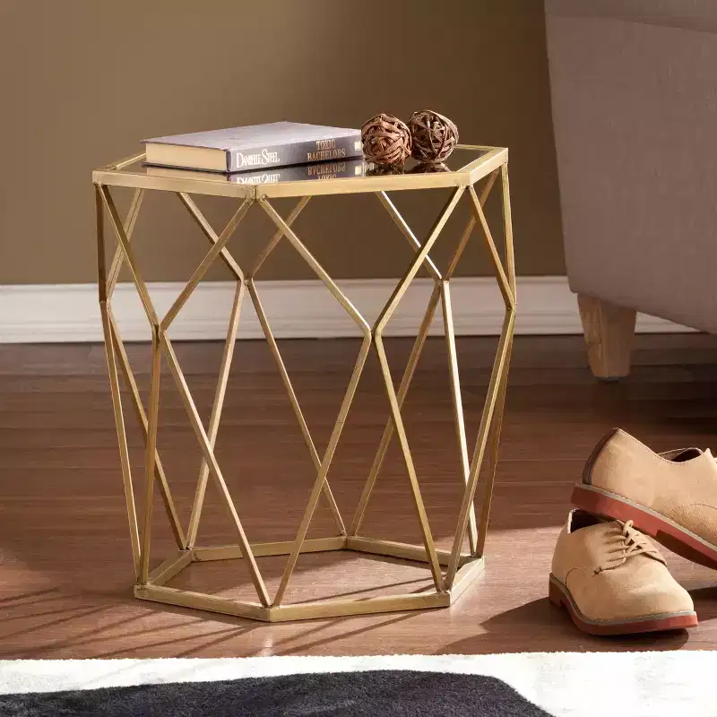Joelle Geometric Accent Table - Gold - SEI