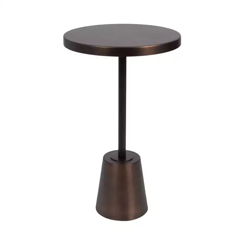 Tira Round Metal Side Table, Bronze, 14x14x24