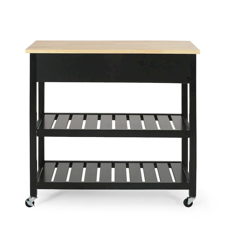 Modern White Wood Kitchen Cart with Wheels Drawers and Shelves by Christopher Knight Home