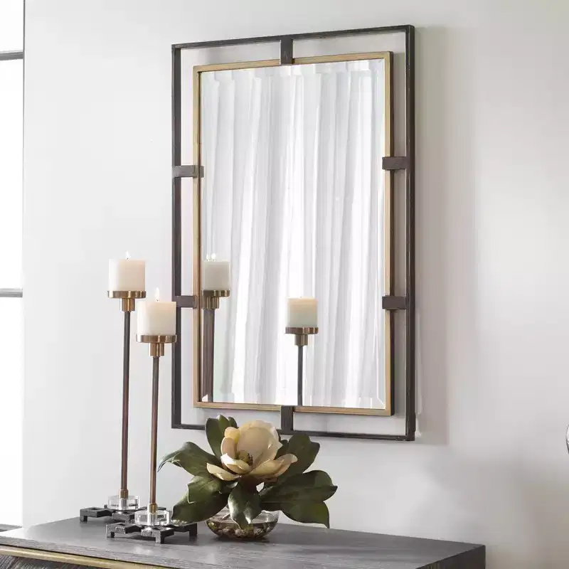 Uttermost Carrizo Distressed Bronze 22 x 32 Rectangular Wall Mirror