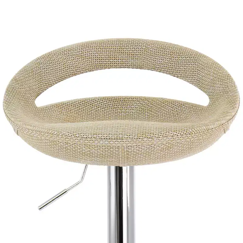 2 Piece Adjustable Rattan Barstool in Gray with Chrome Base