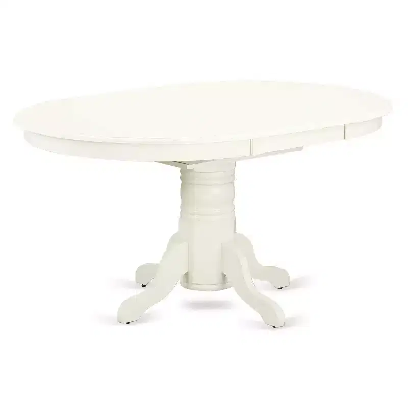 Linen White Oval Extension Dining Table Set, Upholstered Parson Chairs, Seats 6, 7-Piece