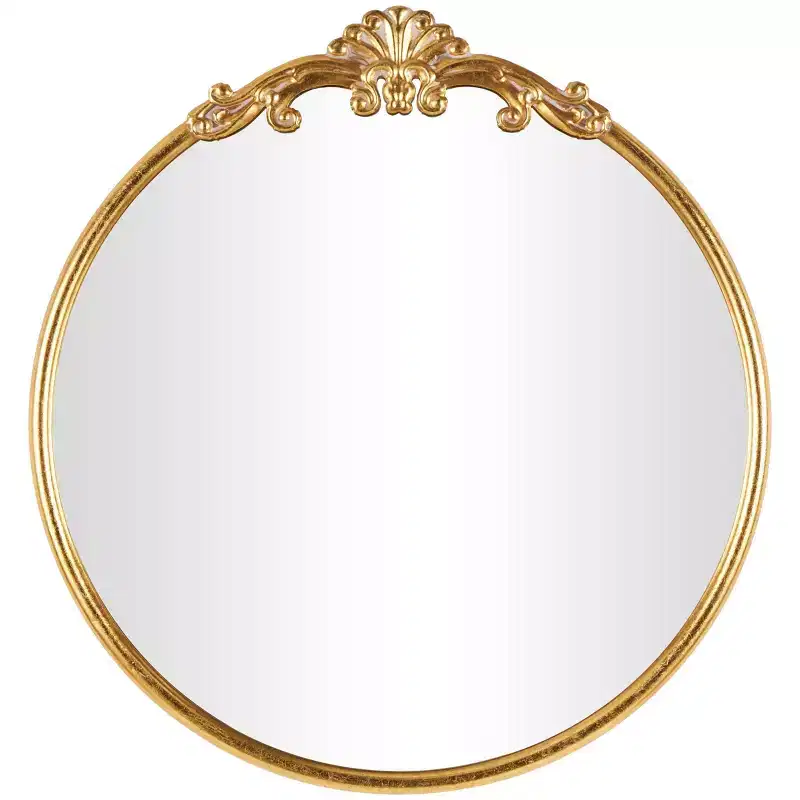 Olivia & May 32x30 Metal Ornate Baroque Round Wall Mirror: No Assembly, Vintage Style, Wall Mount