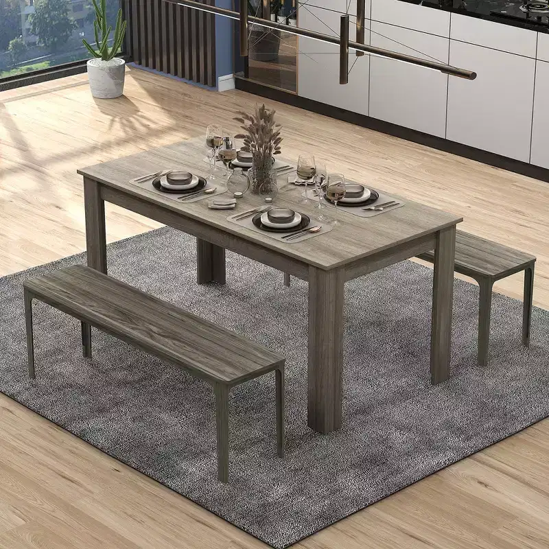 Costway 63 Dining Table Rectangular Modern Kitchen Table For 6 People Home Furniture