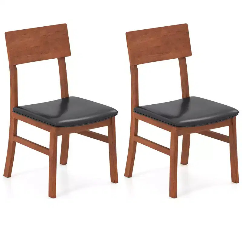 Costway Dining Chairs Set of 2/4 with Rubber Wood Legs & Upholstered Seat Curved Backrest