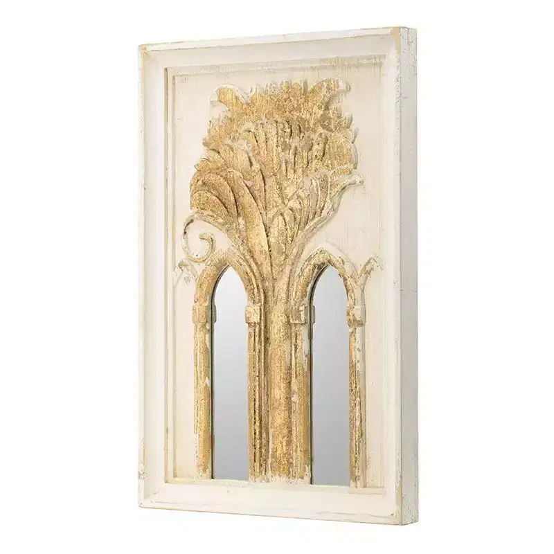 HomeRoots Set of Two 30 White and Gold Wood Framed Accent Mirrors