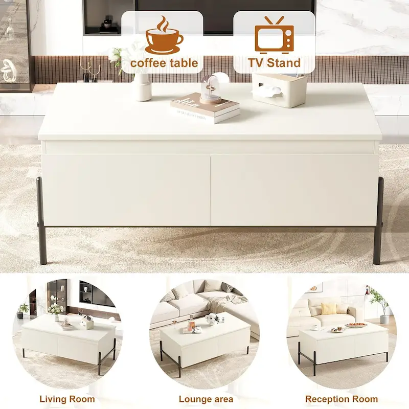 Coffee Table White Center Table Modern Living Room Table