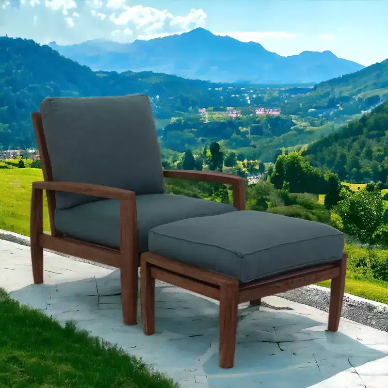 Courtyard Casual Avalon FSC Teak 2 pc Club Chair and Ottoman Set