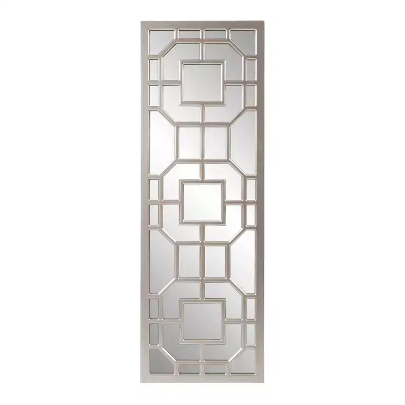 46.5"x15.75" Framed  Mirror Antique Silver: English Style, MDF, Wall Mount