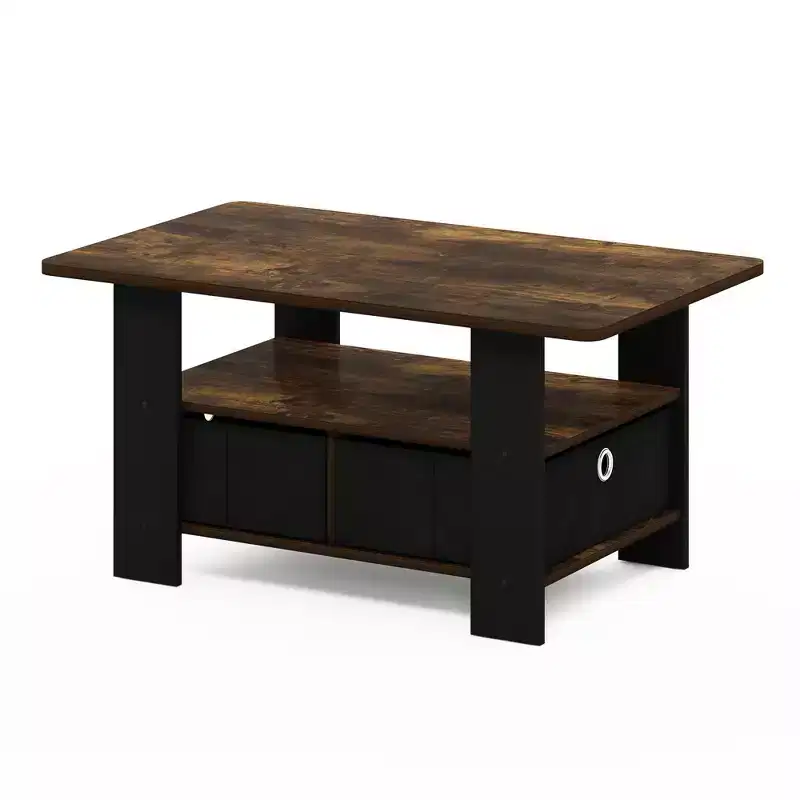 31 Coffee Table Modern Living Room Furniture with Storage Bin Drawer & Open Shelf