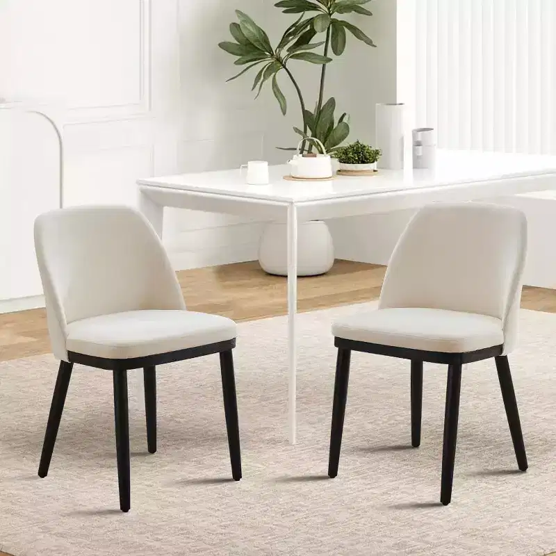 COZONY Leather Upholstered Dining Chair, Wood Legs Wing Backrest Thick Cushion Kitchen Chair for Dining Room Living Room
