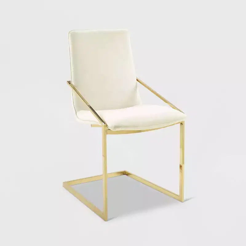 Velvet Dining Armchair Gold/Ivory