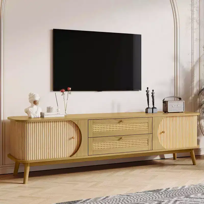 Rattan TV Stand for TVs up to 75